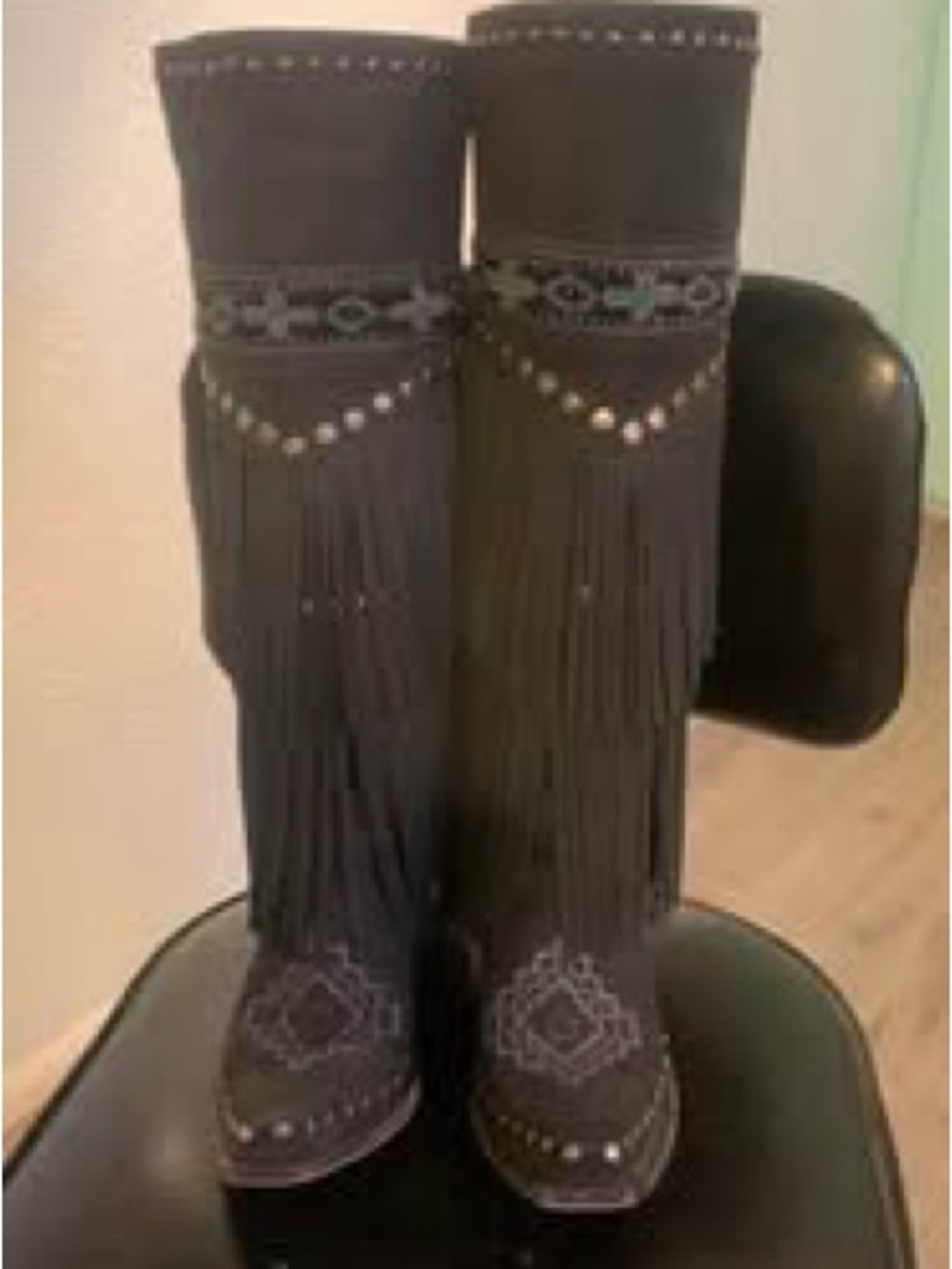 Double D Ranch plains Black Messenger Boots